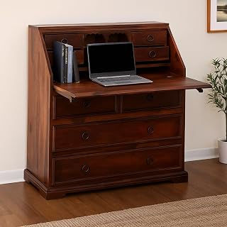 PC Wood 9-Drawer Study Table – Teak Finish, Fully Assembled, Compact Desk for Home & Office Price In India
