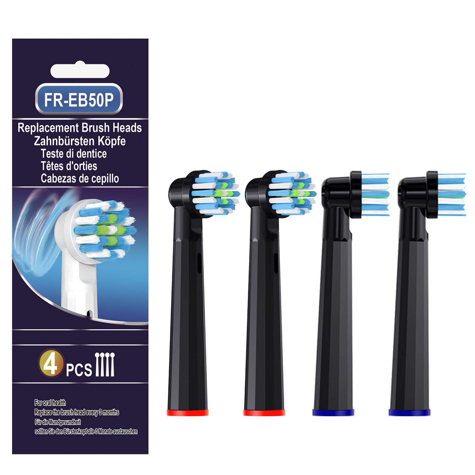 Replacement Toothbrush Heads Compatible with Oral B, Cross Sensitive Electric Brush Head Refills for Pro 1000 Genius X Smart 1500, Medium Softness Round Brush Head by BKIX