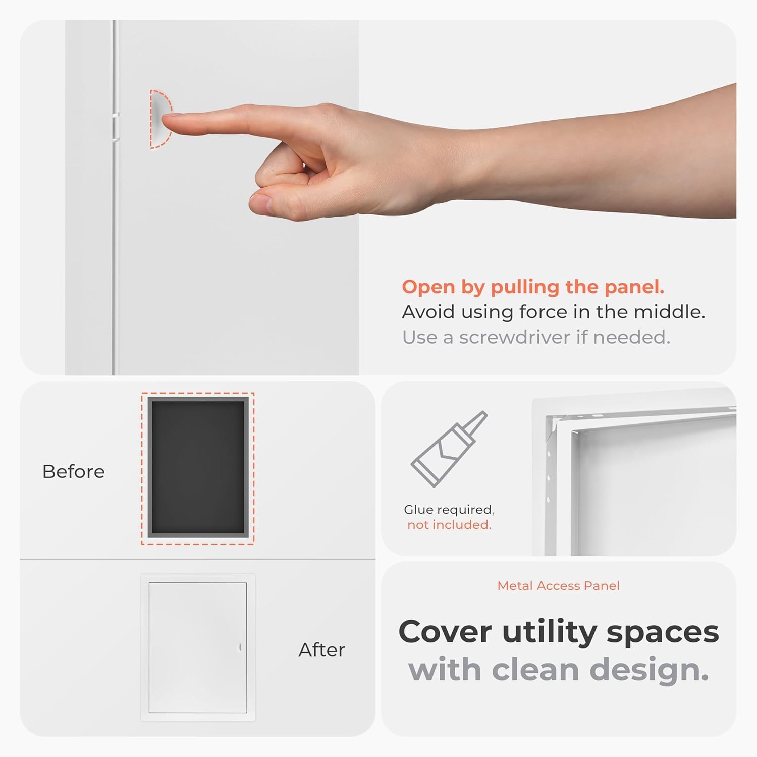 8 x 16 Inch Metal Access Panel for Drywall - White Rectangular Plumbing Access Panel - Indoor Wall Access Door for HVAC, Electrical, Wall Covering - Drywall Access Panel - Wall Hole Cover