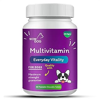 WOW DOG Multivitamin Tablet Dog Supplement 120 Pieces for Dogs with Essential Vitamins & Minerals for Healthy Skin, Heart, Brain Function | Chicken Flavour