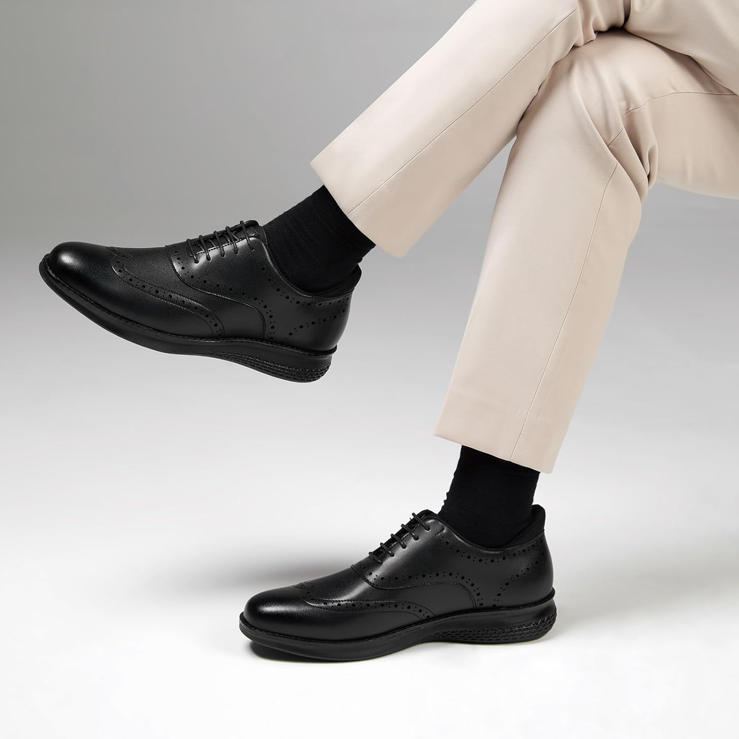 HEEZ Men's Dress Sneakers, Casual Dress Shoes for Men Comfortable, Wingtip Business Formal Oxfords Shoes for Office Work Wedding Travel Daily - Image 7