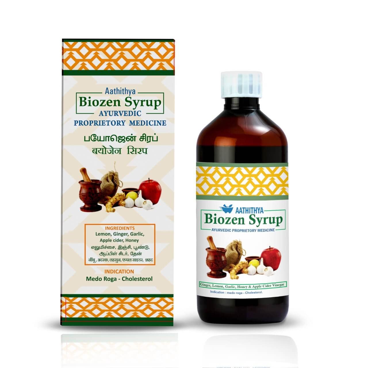 AATHITHYA HERBAL Biozen Apple Cider Vinegar Garlic Liquid, Ginger, Lemon and Honey, 200ml