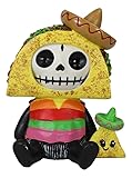 Ebros Gift 3' Tall Furrybones Pancho The Taco King with Sombrero and Nacho Sidekick Collectible Figurine Skeleton Monster Full Costume Furry Bones Skeletons Sculpture