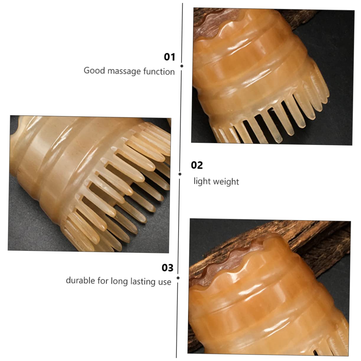 Beavorty 3stücke Natural Shampoo Brush Aus Handgefertigtem Wasserbüffelhorn Kopfhautmassagebürste Für Schmerzfreies Entwirren Zufälliger Farbe Sanfte Massage Für Gesunde Haare