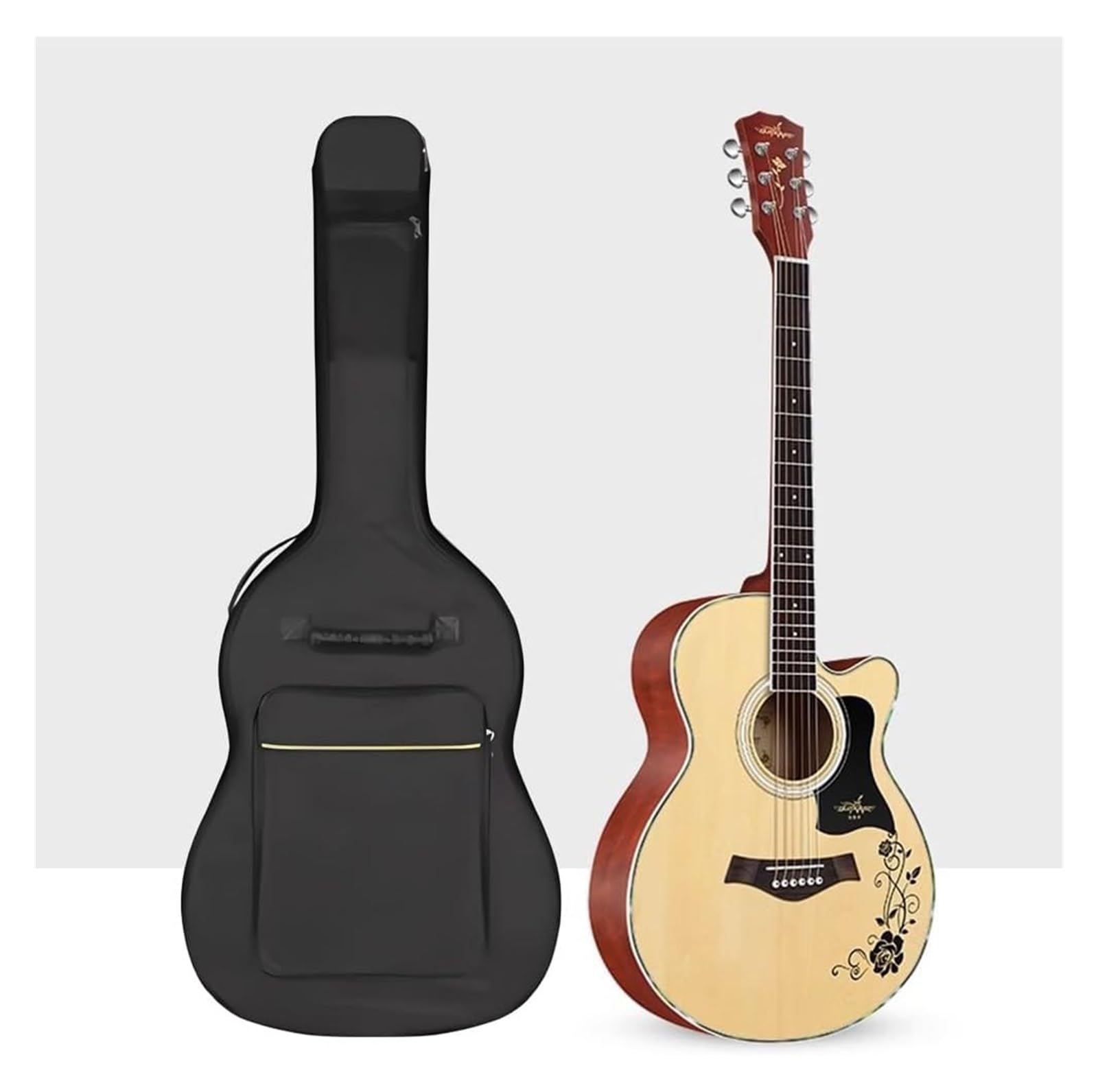 40-Zoll-Einsteiger-Akustik-Klassikgitarre, Cutaway-Akustikgitarren-Starterset For Erwachsene Mit Gepolsterter Gigbag, Gurt, Kapodaster, Saiten, Plektren(Natural)