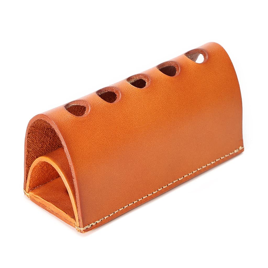 Portapenne in Pelle Portaoggetti Multifunzionale Ornamenti da Ufficio retrò Ornamenti per riporre pennelli per Trucco in Pelle Fatti a Mano, Portapenne (D Come Spettacolo)