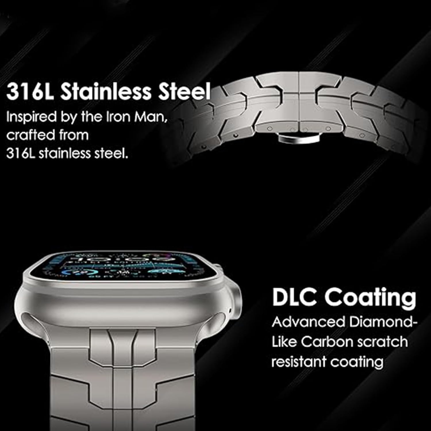 Lamshaw Compatible with Amazfit bip 6 bands, Quick Release 22mm, 20mm Quick Release Stainless Steel Metal Strap with Folding Clasp Replacement Band Compatible with Amazfit Active 2 Sqaure Smartwatch
