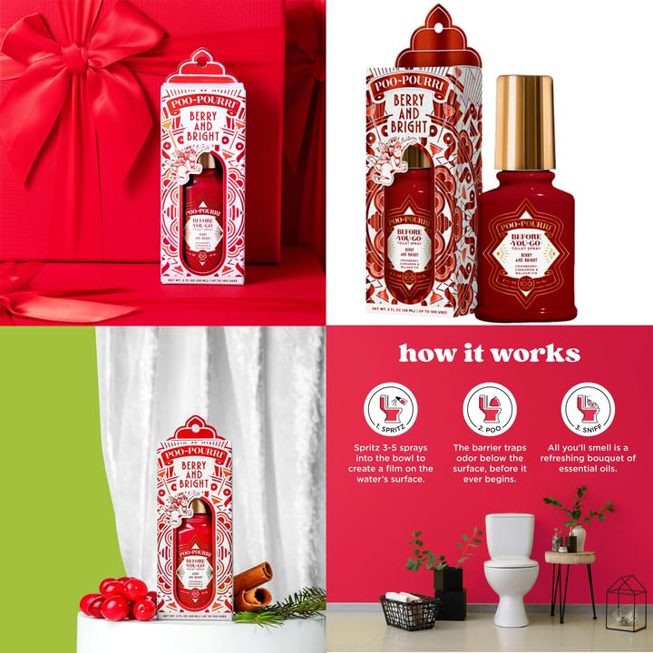 Image of Poo-Pourri Before-You-Go Toilet Spray Holiday set, Hollyday Spice, Mistletoe Spritzes, Oh Spritzmas Tree, Berry and Bright, Balsam Bum