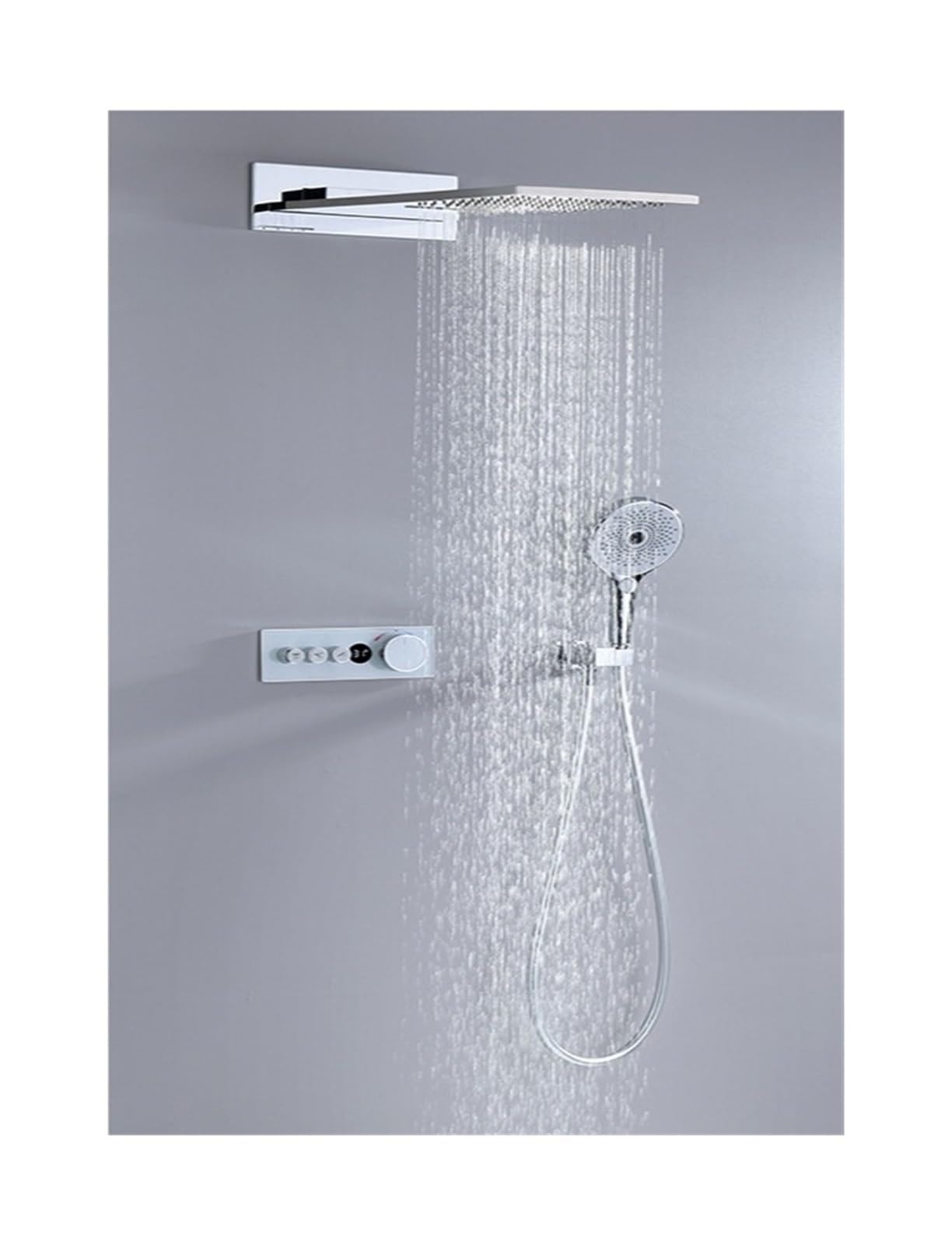 Soywim 1 Shower System, Bathroom Shower Faucet ，Intelligent Digital Display Wall-Mounted Set Black，Rose Gold Copper Concealed Constant Temperature(1)