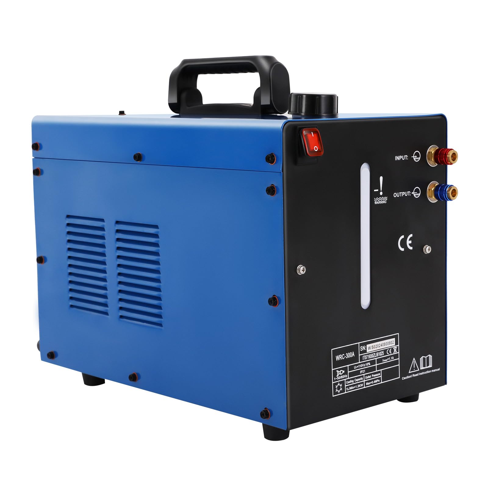 TIG Welder Torch Water Chiller, 9L 1.5 KW Industrial Water Cooling System with Thickened Copper Condenser Tube and Water Level Inspection Window, Compatible with MIG, AC/DC Argon Arc Welders, Blue