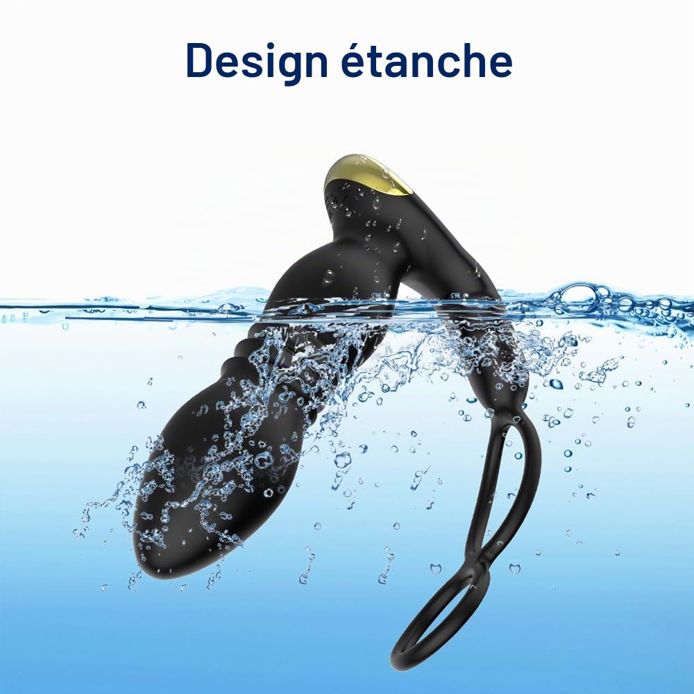 Plug anal |Vibromasseur de prostate | Application Masseur de Prostate Vibrant avec Anneaux de Pénis |9 Modes de Vibration | Plug anal Télécommandé | Sextoys pour la Stimulation Anale Couple