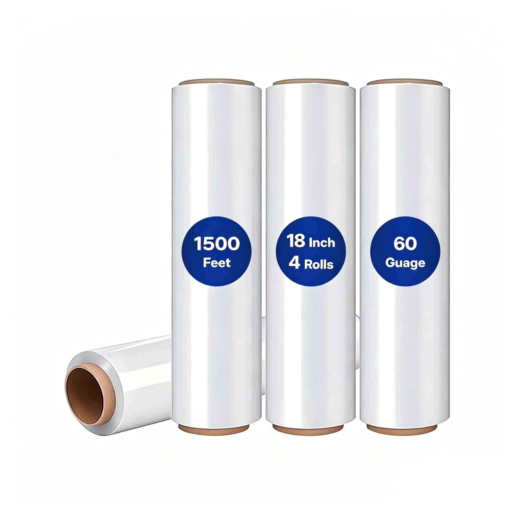 NorthSky Stretchfolie für Paletten, industrielle Stärke, bis zu 800% Dehnung, 20 Mikrometer, transparent, langlebig, haftend, Verpackung, Umzug, robuste Schrumpffolie, 4 Stück (60 Gauge, 45,7 x 5,1