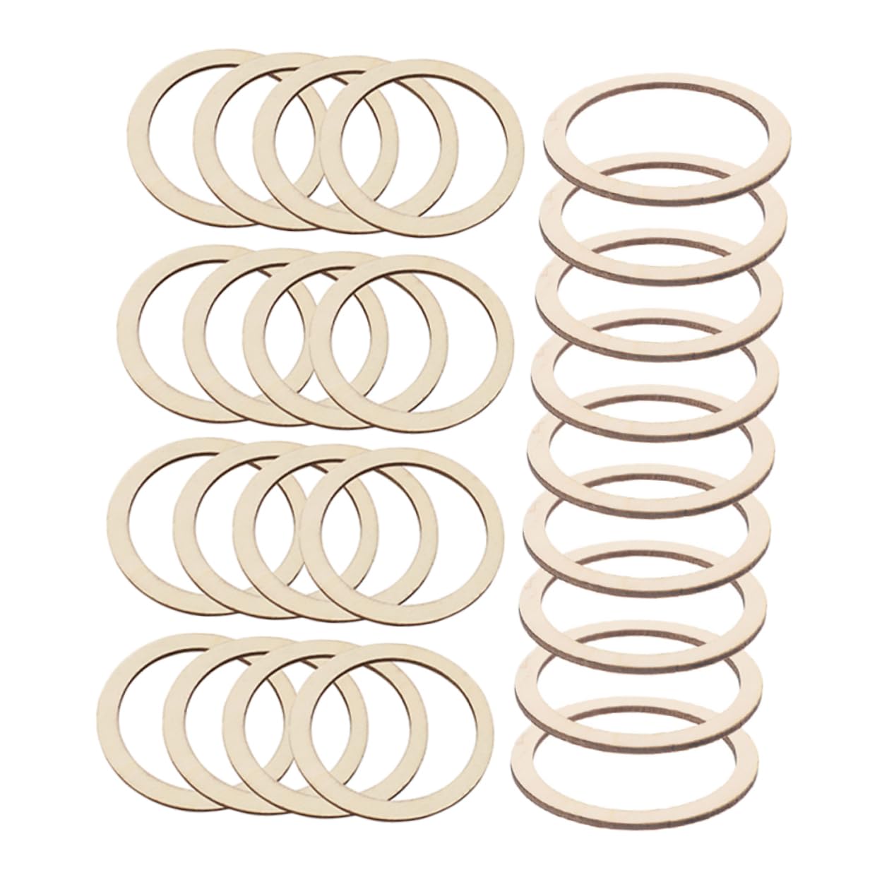 SEWACC 500 Piezas Astillas De Madera Circulares De Flores Círculos De Madera Aros Base Atrapasueños Aros Atrapasueños Anillos De Base De Aro De Bordado De Beige