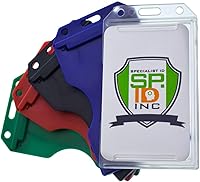 Vista 47 de 5 Pack - Red Hard Plastic Badge Holder Vertical - Side Load 2 Card Protector - Multiple Card ID Badge Holders - Heavy Duty Rigid/Hard Plastic by