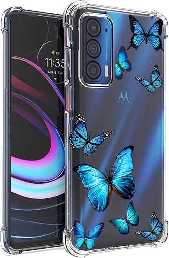 Phone Case for Moto Edge 2021/Moto Edge 5G UW/Moto XT2141DL, Clear Slim Shockproof Pattern Soft Flexible TPU Back Phone Protective Cover for Motorola Moto Edge 2021 Butterfly
