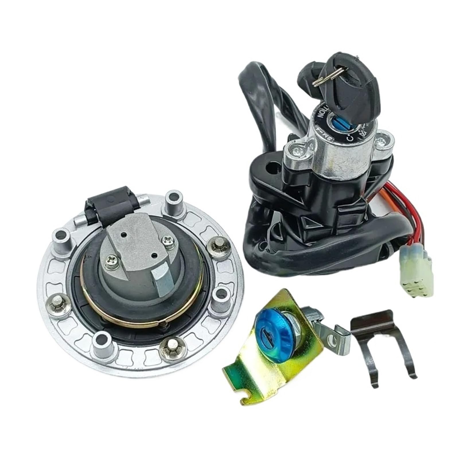 Kit Comprenant Contacteur D'allumage Bouchon Réservoir D'essence Verrou Selle Pour Suzuki SV650 GSX1400 99-2007 Pour V-Strom DL 650/1000 02-2012 Interrupteur Clé Contact Moto