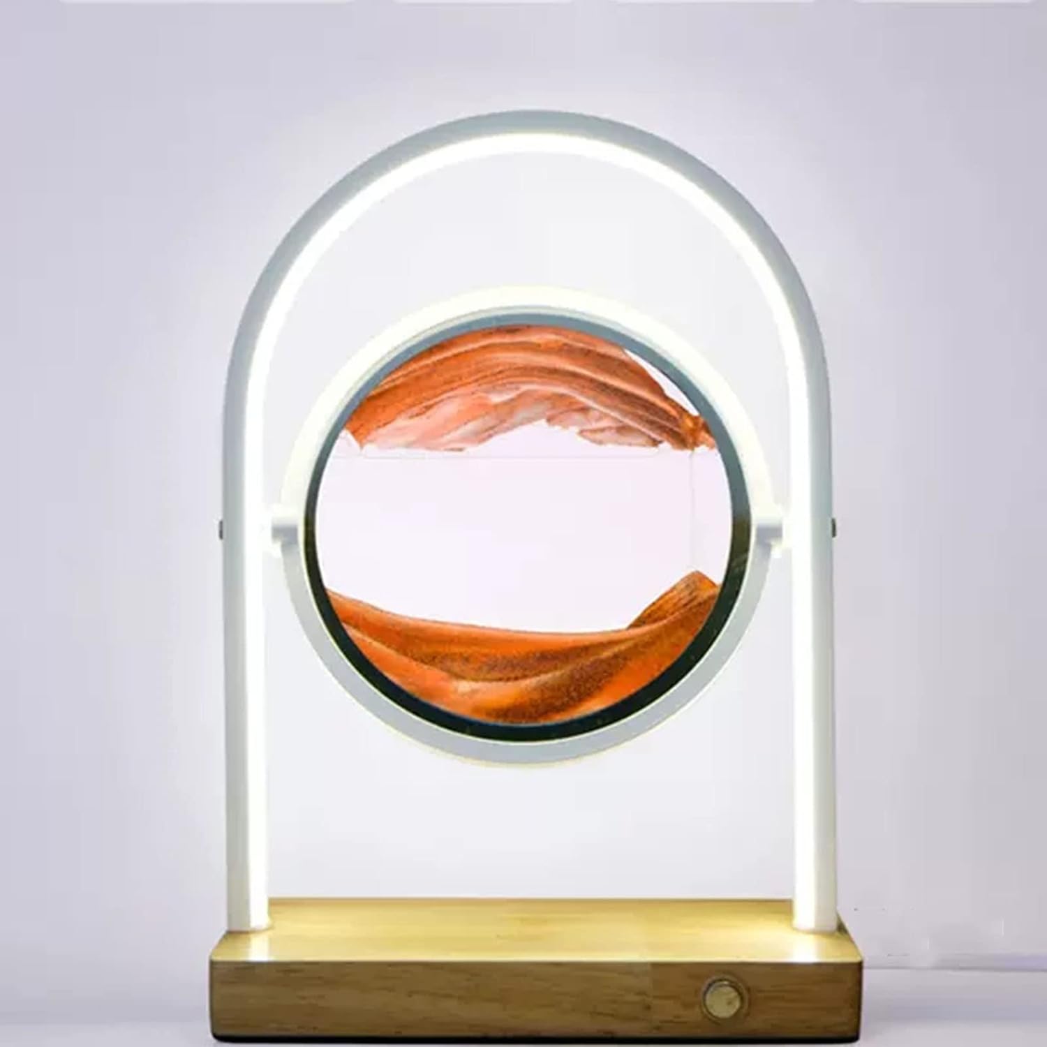 Quicksand Painting Table lamp,Moving Sand Art Picture 3D Glass Deep Sea Sandscape Flowing Sand Frame Desktop Ornaments Quicksand Painting (Color : Blue, Size : 30x20x10cm) (Color : Orange)