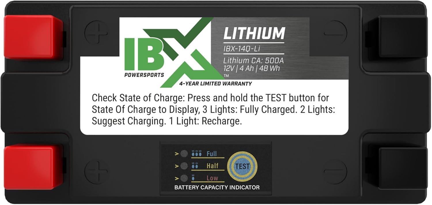 Interstate Batteries 12V Lithium IBX Powersport Battery, 12V 6 Ah, LiFePO4 600CA (IBX-20Q-Li)