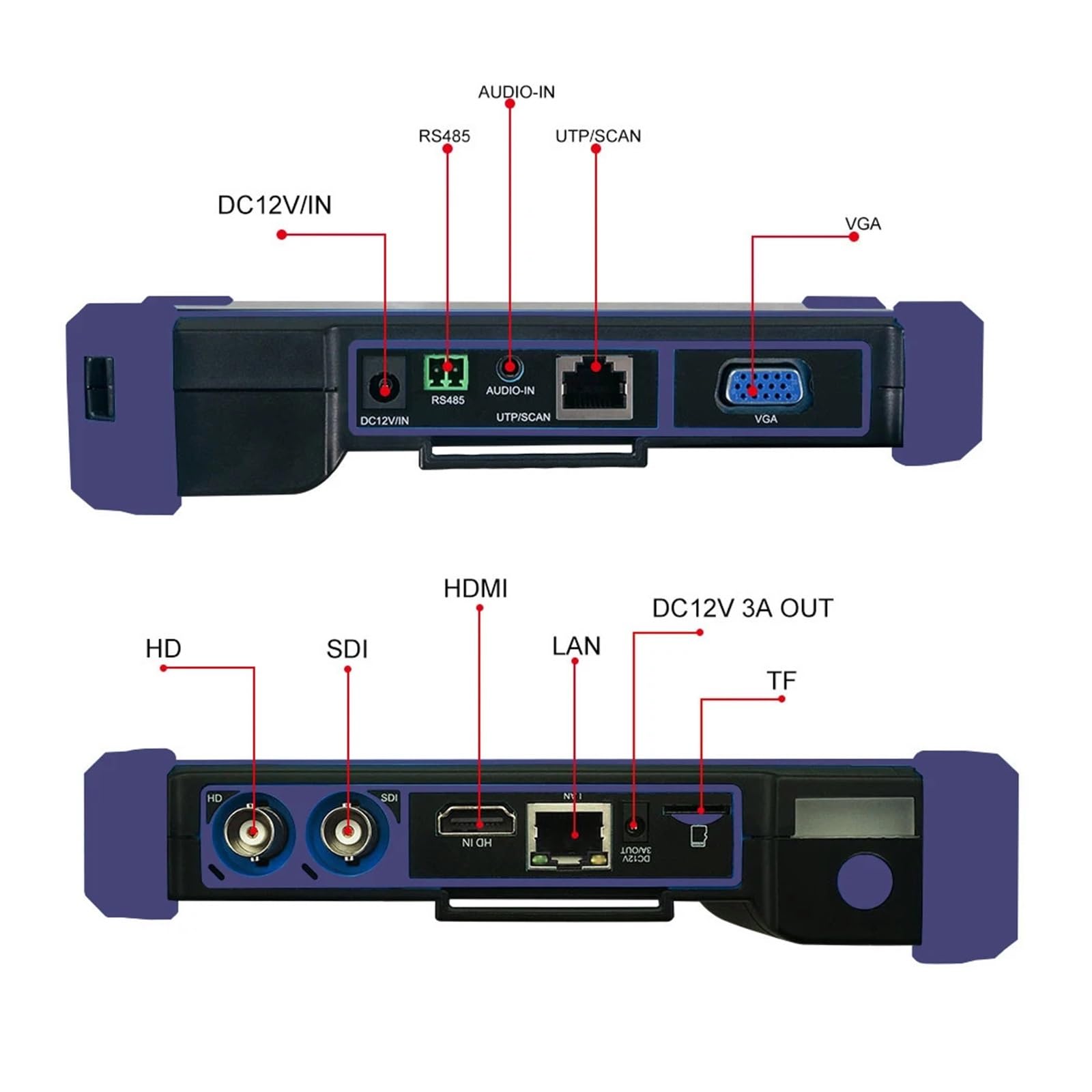 Tester kamer CCTV, Tester CCTV IP 4K 8MP CVI TVI AHD SDI Analogowy Monitor Bezpieczeństwa 6 W 1 Z Wejściem VGA Poe UTP IPC(TI-N9652)