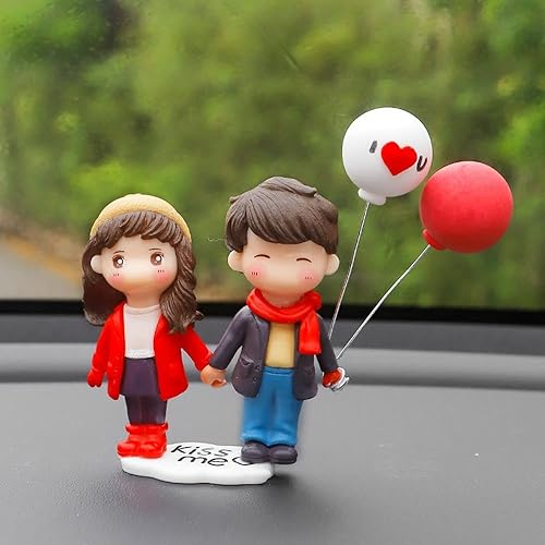 Miniatura 9 de fvituve Lindos adornos para tablero de instrumentos de automóvil, figuras de parejas de dibujos animados, adornos de globos, figuras de muñecas