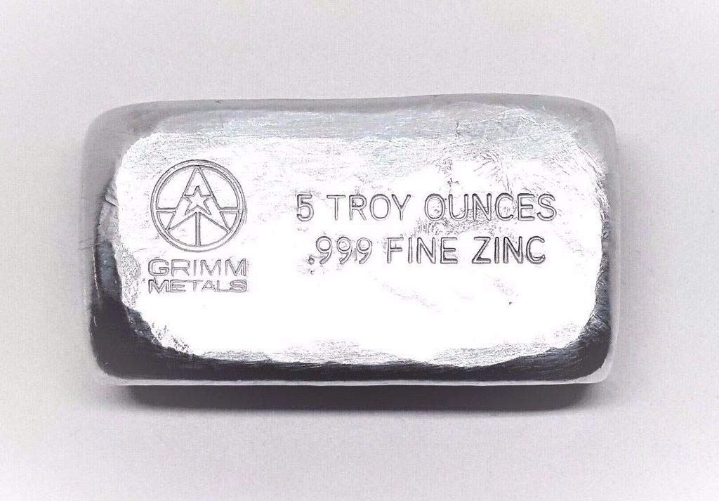 Precious & Valuable metals / Zinkbarren Sammlung: 5 Unzen Zinkbarren Zn, 155 bis 160 Gramm