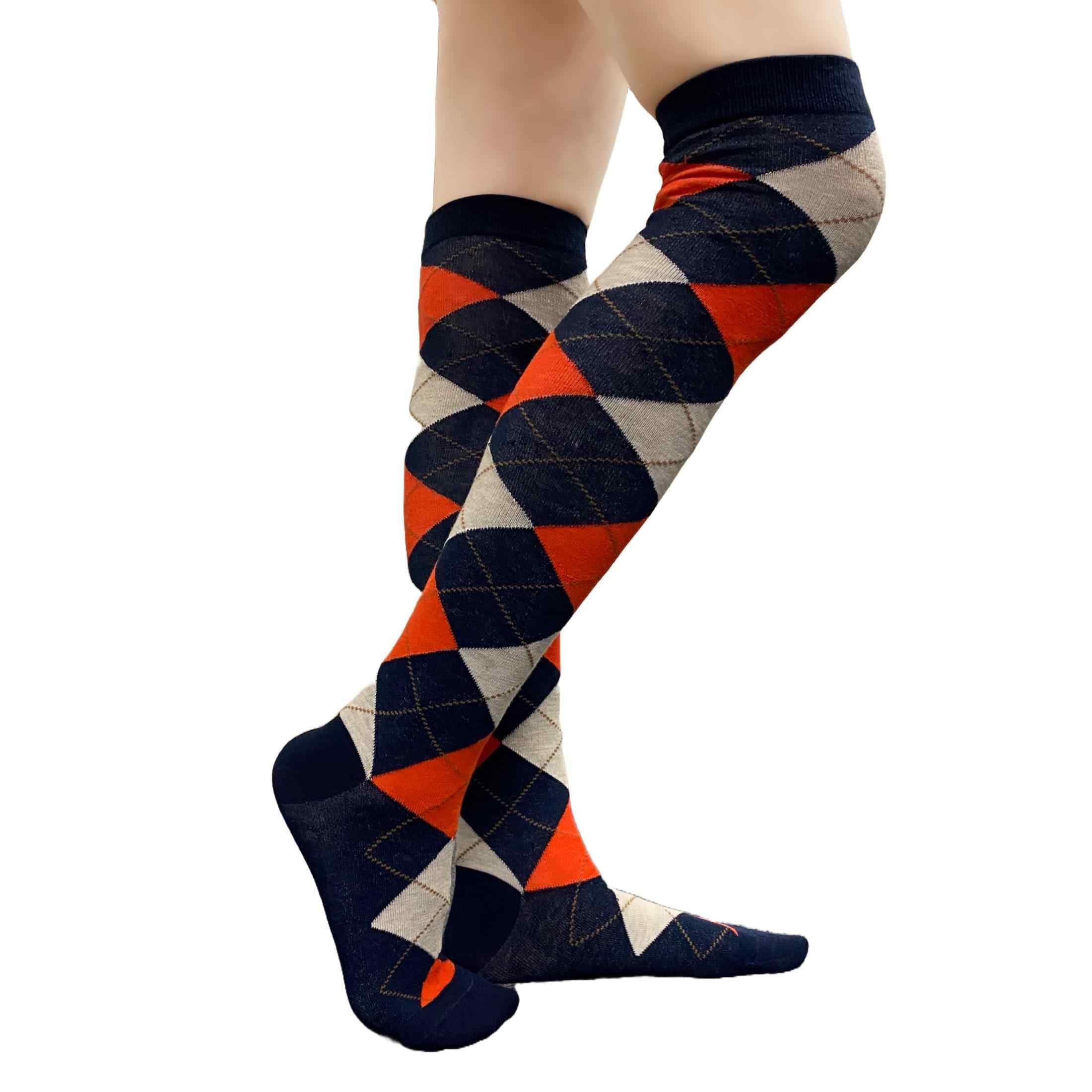 COUVER Women Argyle Thigh High Socks