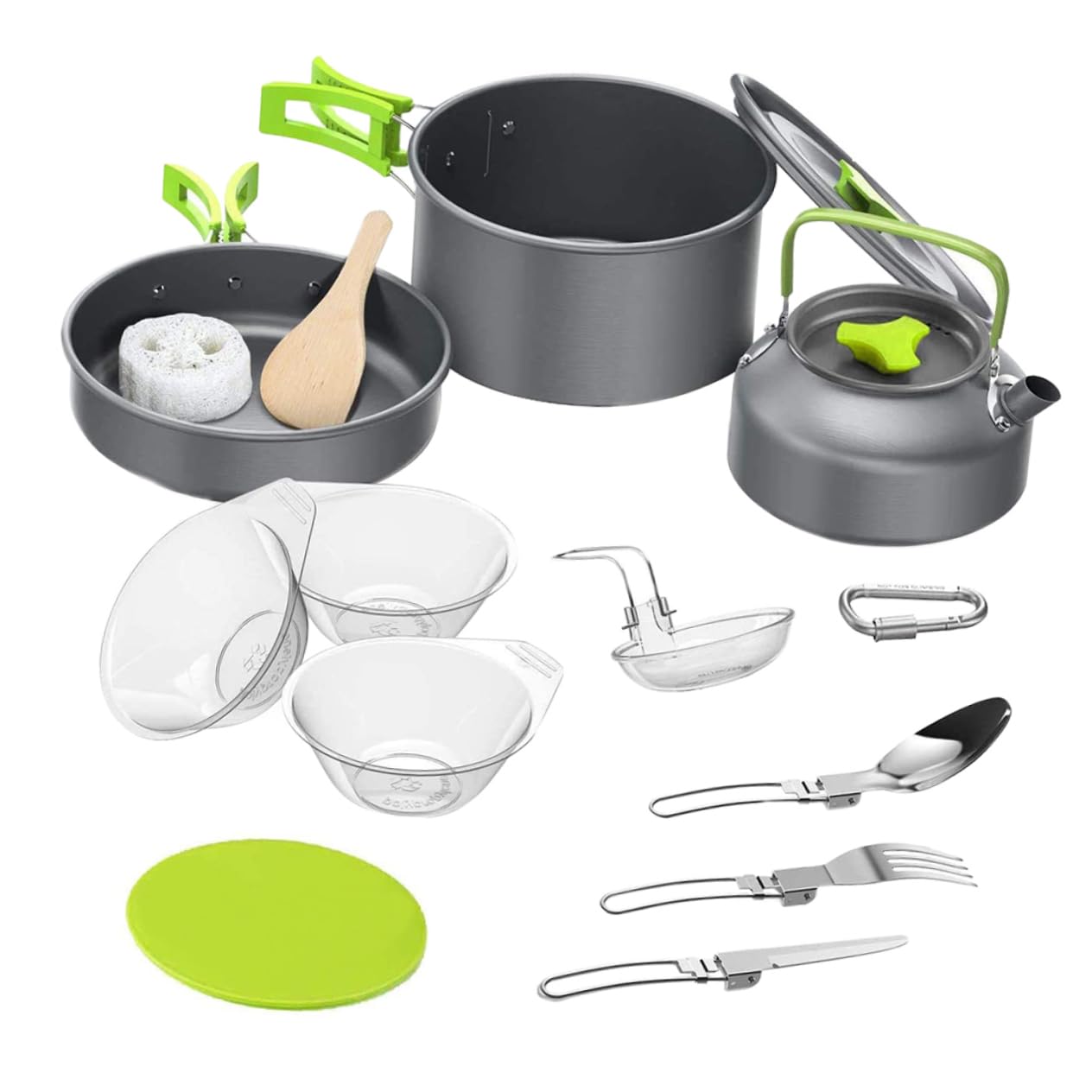 Mikinona 1Set Camping Cookware Kit Lightweight Outdoor Cooking Durable and Wear Resistant Multi Functional for Camping Hiking and Backpacking Assorted Color