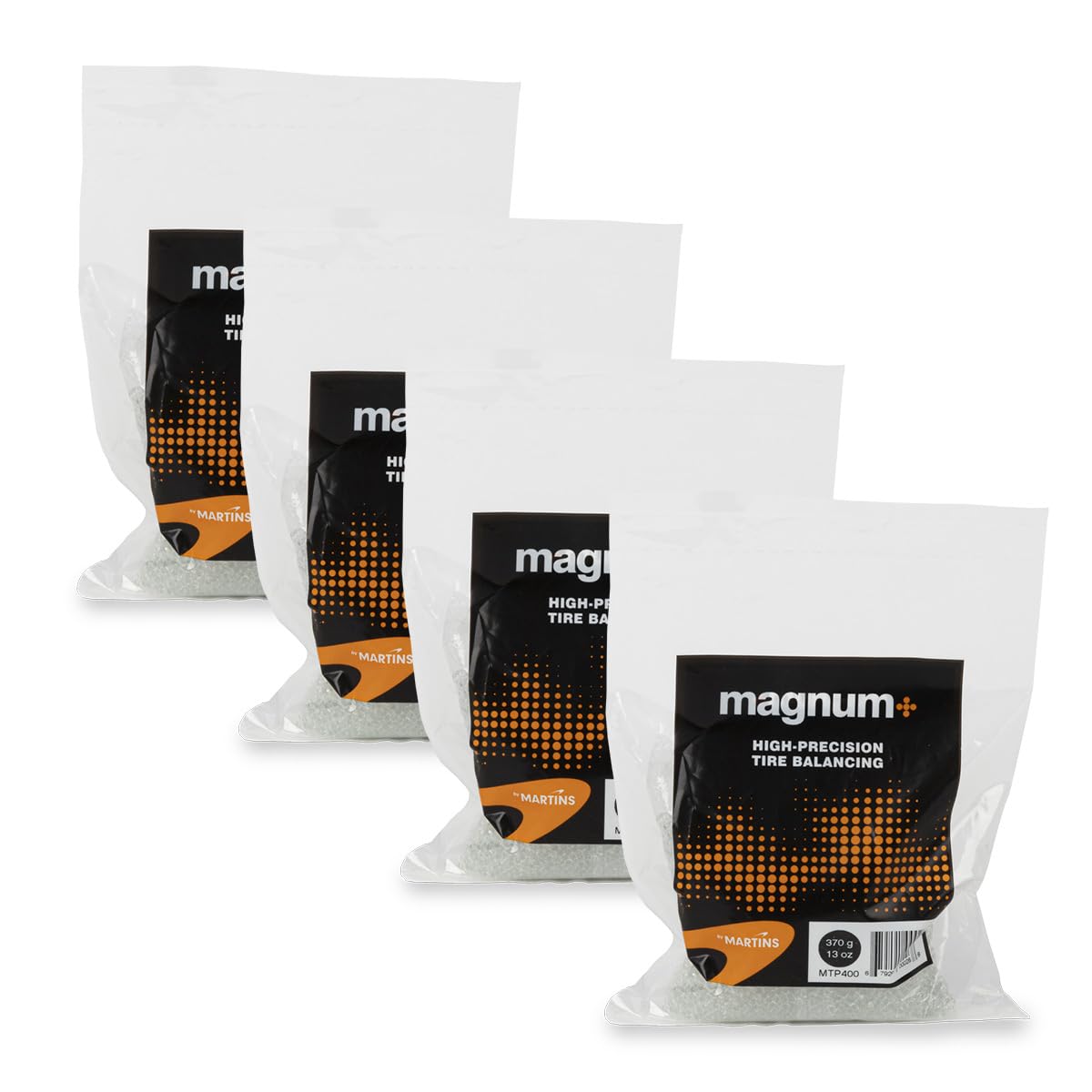 magnum+ Perline per bilanciamento pneumatici, in vetro temperato compatibile con TPMS, 4 sacchetti (370 g ciascuno)