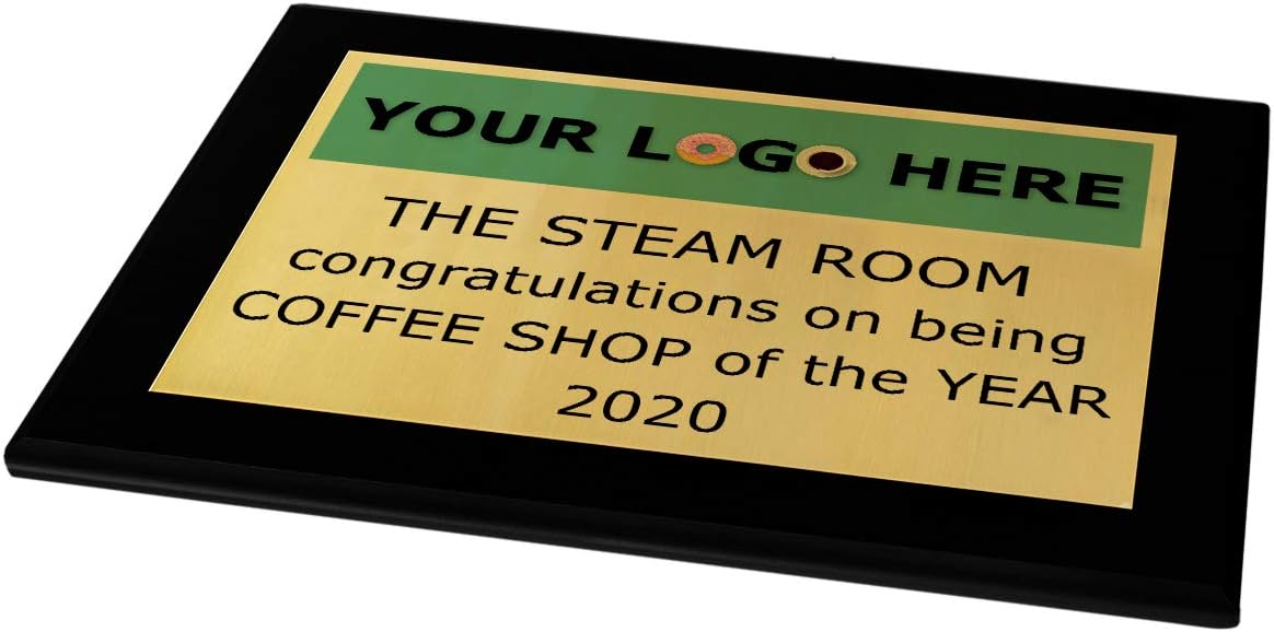 Custom Aluminum Metal Award Plaque with Full Color Printing - Include Photos Or Logos and Your Personal Text (9 x 12", Coated Black Board w/Gold Metal)