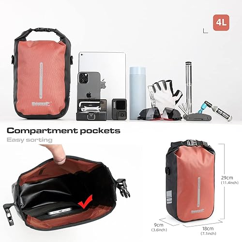 Miniatura 2 de Rhinowalk Bolsa de bicicleta para horquilla delantera, impermeable, bolsa de sillín para tenedor, bolsa de hombro para bicicleta, 4L para E-Scooter,
