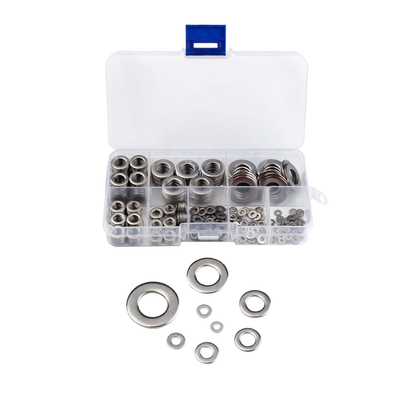 Arandelas de Acero 360 unids/Set de Arandelas Planas, Acero Inoxidable 304, Juego de clasificación de Arandelas de Guardabarros Grandes M2 M2.5 M4 M5 M6 M8 M10 M12 reparación General