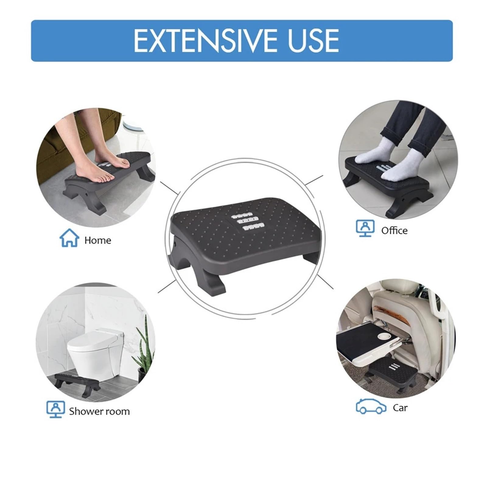 Schreibtisch-Fußstütze Fußstütze for unter den Schreibtisch, ergonomischer Fußhocker mit Massagerollen, maximale Belastung 120 Pfund, Beinstütze for