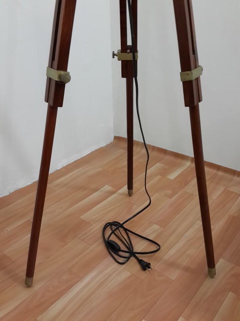 THORINSTRUMENTS (with device) Thor Authentic Designer's Mid Century Floor Lamp Brown Tripod Stand Floor Light Lamp Rustic Vintage Home Decor Gifts