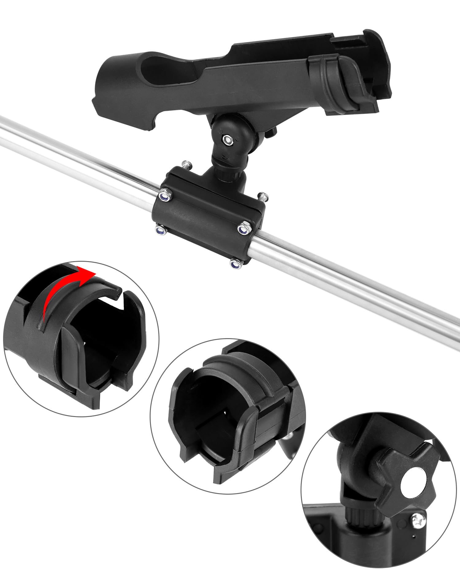 QWORK® 2 Pièces Support de Canne à Pêche - Réglable à 360 ° - Monter Horizontalement/sur des Murs/sur des Rails - pour Bateau Kayak