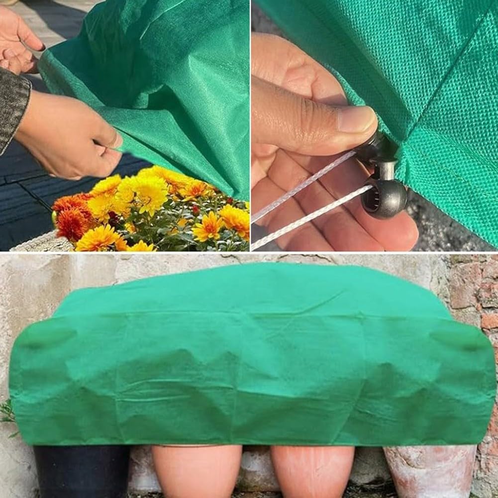 Copertura per piante in tessuto non tessuto verde rettangolare protezione invernale per giardino, patio, balcone, tessuto traspirante, confezione da 2