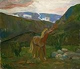Horse in the Mountains (Ca. 1902) 18x16 UnFramed Art Print Poster Ready for Framing by Oluf Wold-Torne