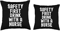 Vista 3 de Safety First Drink With A Nurse Throw Pillow