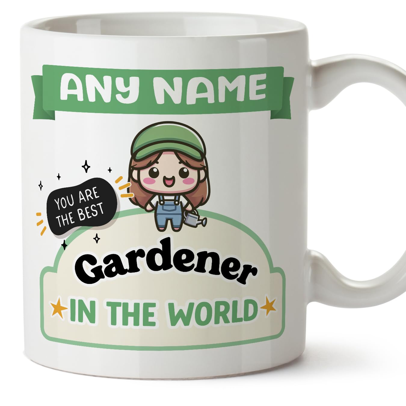 MUGFFINS Personalised Mug for Gardener Woman - in English - Best in The World - Kawaii - Funny Custom Gift for Colleagues - Ceramic 11oz Mug โ image 1