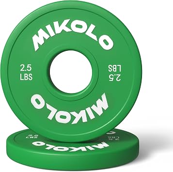 Mikolo Chang Weight Plates 1.25LB 2.5LB 5LB 10LB Set Fractional Plates Set Bumper Plates for Cross Training Fit 2 Inch Barbells Strength Train Weight Plates