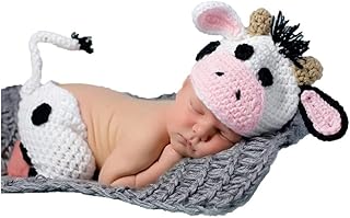 Baby Photography Props Boy Girl Photo Shoot Outfits Newborn Crochet Costume Infant Knitted Clothes Cow Hat Pants