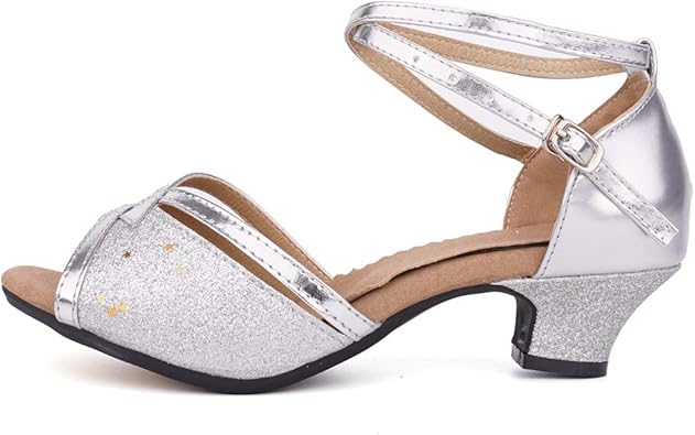 JUODVMP Glitter Latijnse Dansschoenen Vrouwen Open Teen Professionele