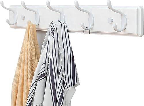 AGGJ Perchero montado en la pared, ganchos de metal, toallero de puerta se puede instalar en minutos para baño, sala de estar, cocina (blanco)