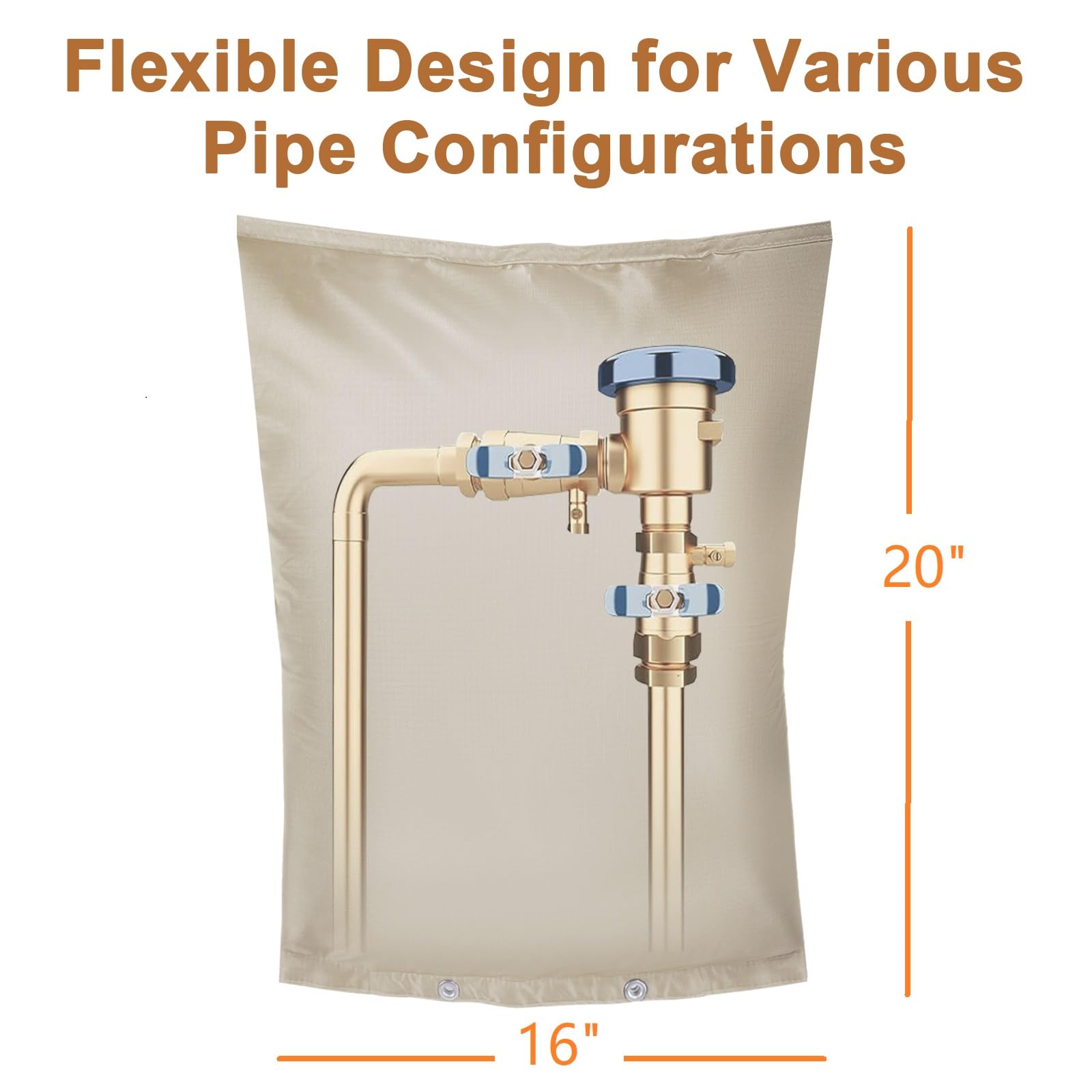 Side Opening Backflow Preventer Cover, Pipe Insulation Cover For Irrigation Valve, Sprinkler Valve, Outdoor Water Pipe, Winter Freeze Protection & UV Resistance Backflow Covers, 16"W X 20"H, Beige - View #6