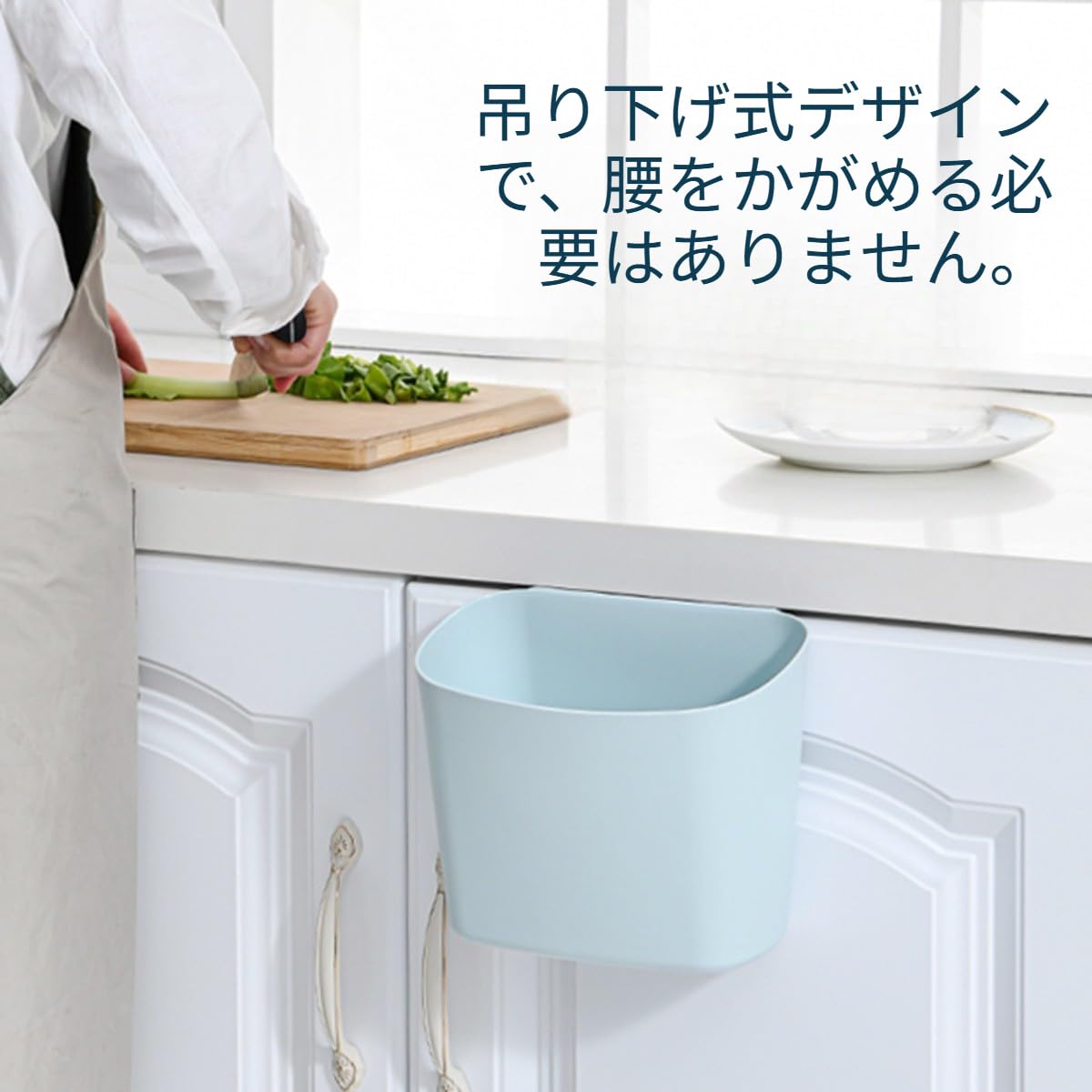 AOUVN キッチン用壁掛けゴミ箱 大容量・大口径 オープンタイプ 省スペース シンク扉・キッチン台取付可 スタイリッシュ おしゃれ 掛けるタイプ 便利 ごみ箱 台所用 ゴミ袋対応 清潔 (グレー) [並行輸入品] - 5