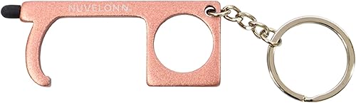 Herramienta de apertura de puerta sin contacto con punta de lápiz, multifuncional, herramienta de metal con llavero, oro rosa