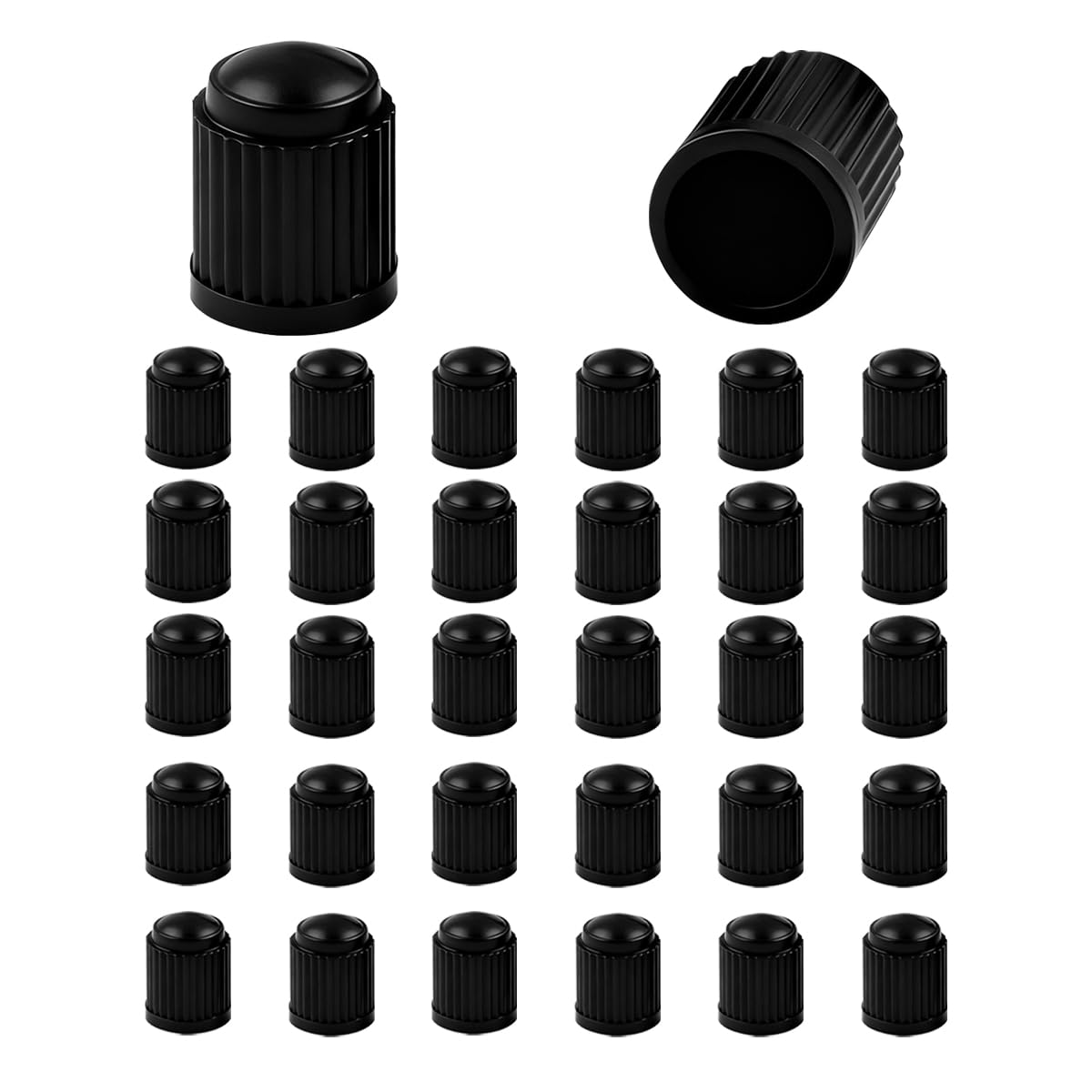 Car TPMS Tire Valve Stem Caps, 30PCS Airtight Seal Dust Proof Vehicle Wheel Stem Covers with O-Ring Rubber Seal, Automotive Tire Air Valve Cap, Universal for SUV Automobile Truck (Black)