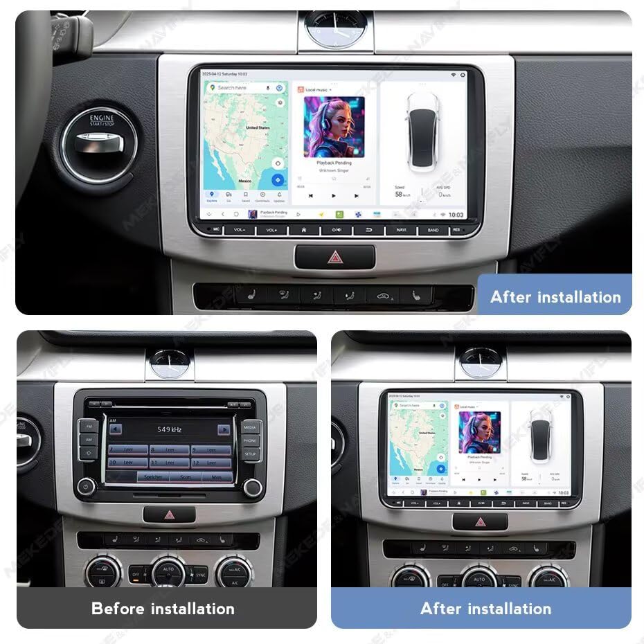 MekedeTech DUDUAUTO DUDU4 Android Screen for VW Passat Jetta Tiguan Golf MK5 MK6 T5 EOS Polo Android Car Radio 9.5 inch Wireless Carplay Head Unit,4G RAM 64GROM