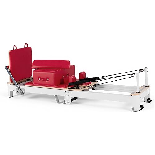Foldable Pilates Reformer & Equipment - Pilates Reformer Workout Machine for Home Gym with Reformer Accessories, Reformer Box, Padded Jump Board - Up to 300 lbs Weight Capacity
