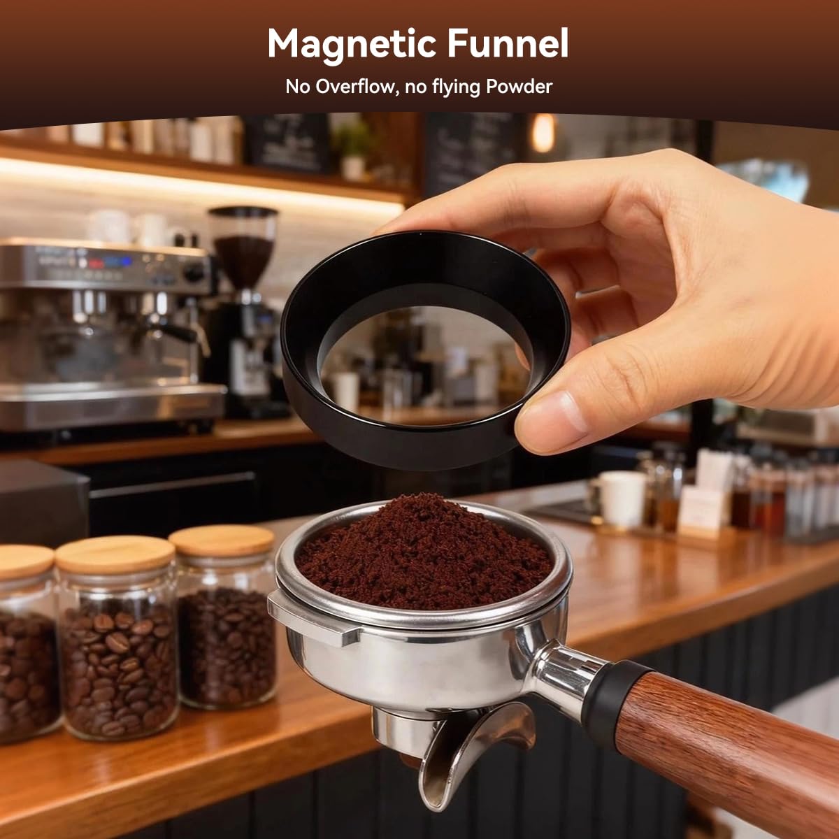 Juego de prensador de café expreso de 51 mm con estación de prensado
