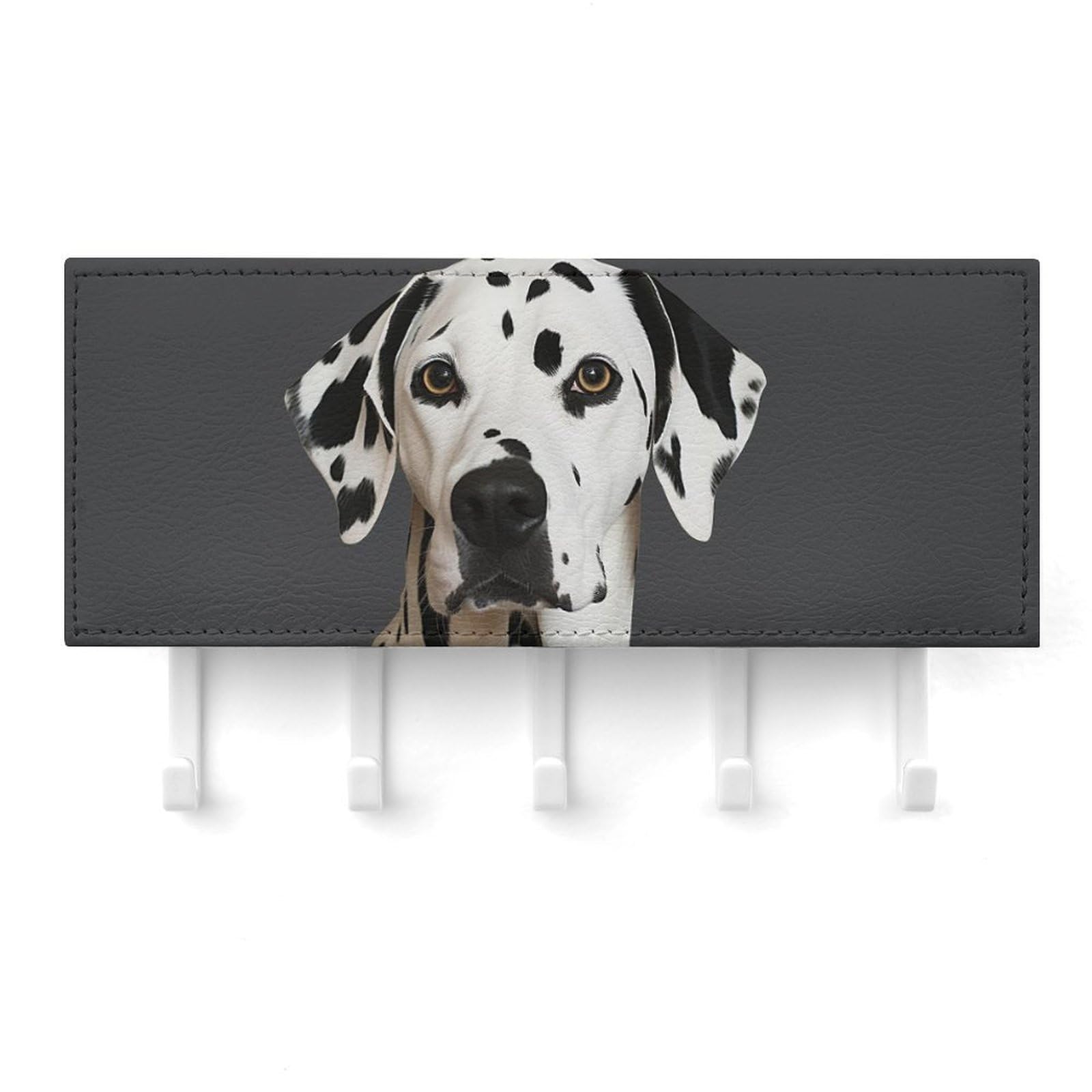 QMNLKH Dalmatian Wall Mounted Key Rack for Home, No Drilling Key Holder with 5 Hooks, Self Adhesive Keys Chain Organizer for Hallway, Keys Hanger Shelf for Office, Doorway White